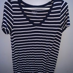 Blue and white stripped short sleeve shirt